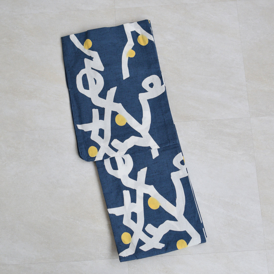 utatane×注染工房 浴衣3点セット（浴衣・帯・下駄）赤坂紬 紺青に星の