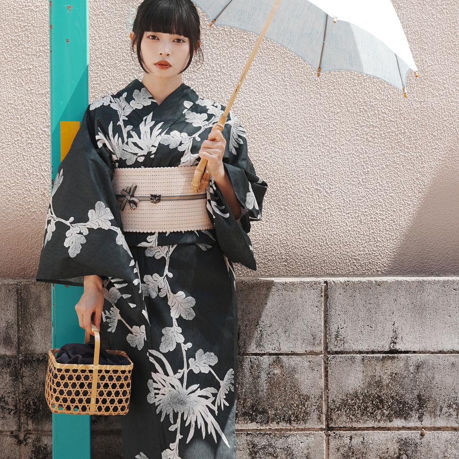 【24h以内発送】utatane 浴衣 フルセット 帯 下駄付き utatane 浴衣 セット レディース Sサイズ 高級変わり織 浴衣3点セット
