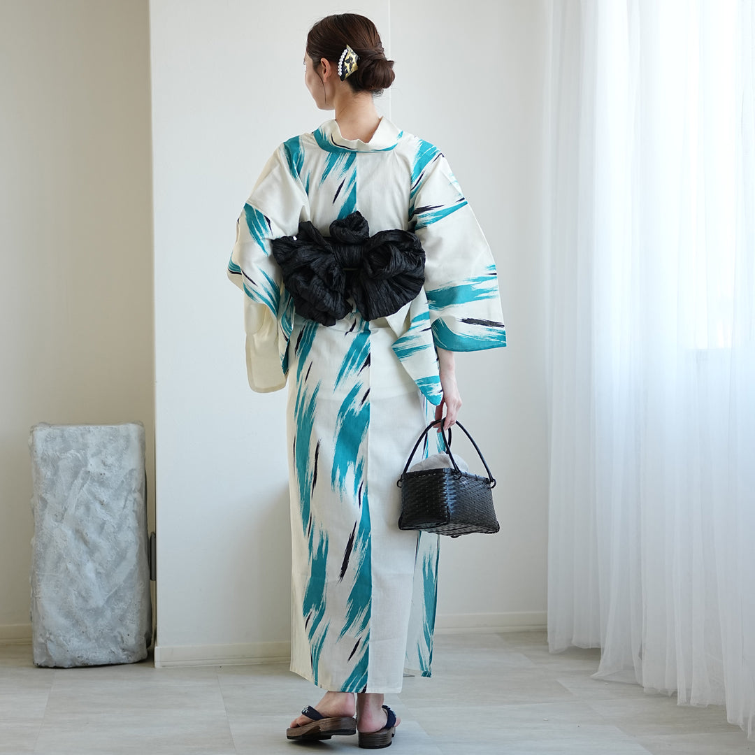 utatane 高級変わり織 浴衣3点セット（浴衣・帯・下駄）片寄せ