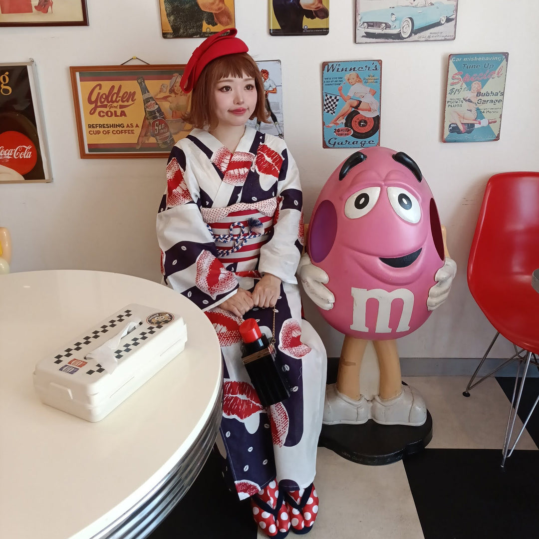 ニコアンティーク 浴衣3点セット（浴衣・帯・下駄）片寄サイケデリア