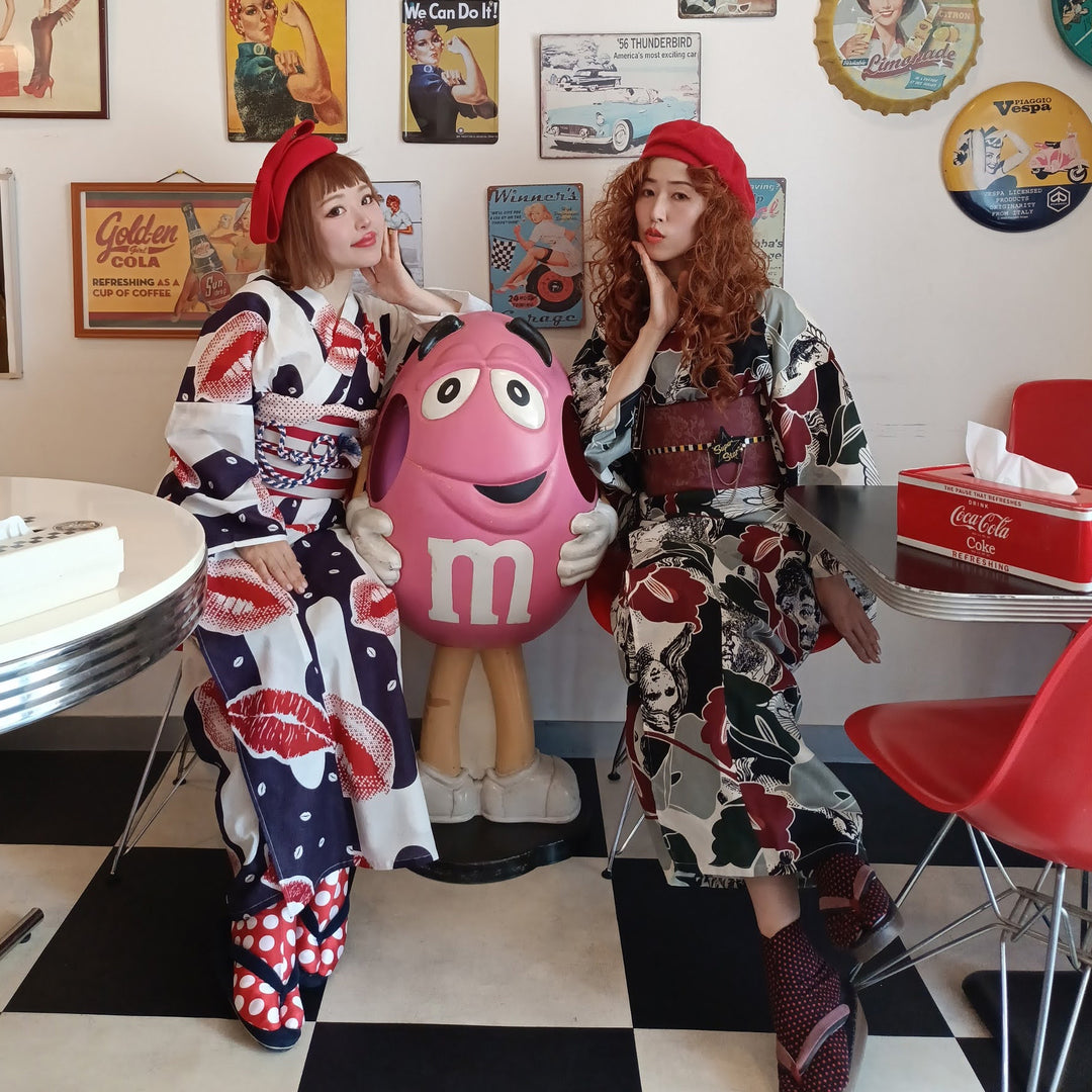 ニコアンティーク 浴衣3点セット（浴衣・帯・下駄）チェリー・ドール
