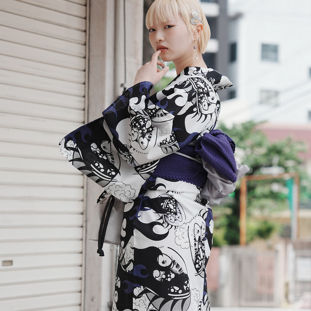 黒紫色 アンティーク 花薬玉 ジュニア 十三詣り アンティーク着物 NO560 花薬玉 Hanakusudama – アンティークこども着物レンタル 結々