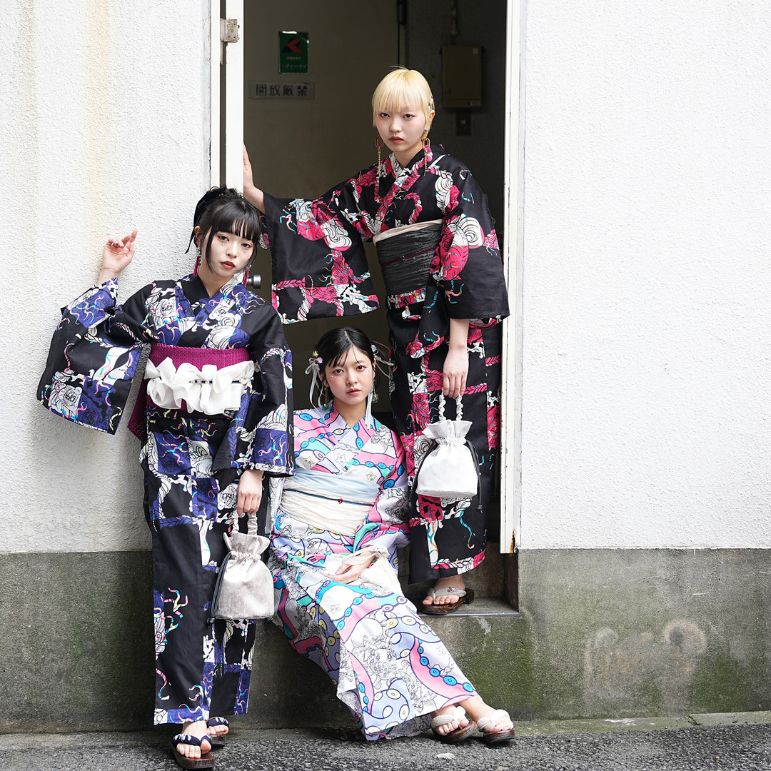 ニコアンティーク×せきやゆりえ 浴衣3点セット（浴衣・帯・下駄