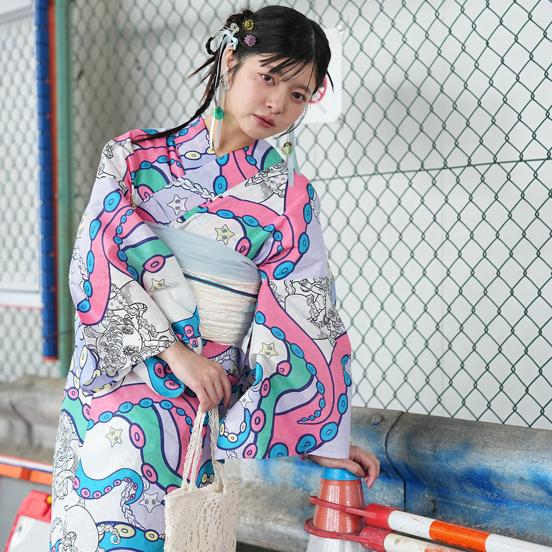 ニコアンティーク×せきやゆりえ 浴衣3点セット（浴衣・帯・下駄