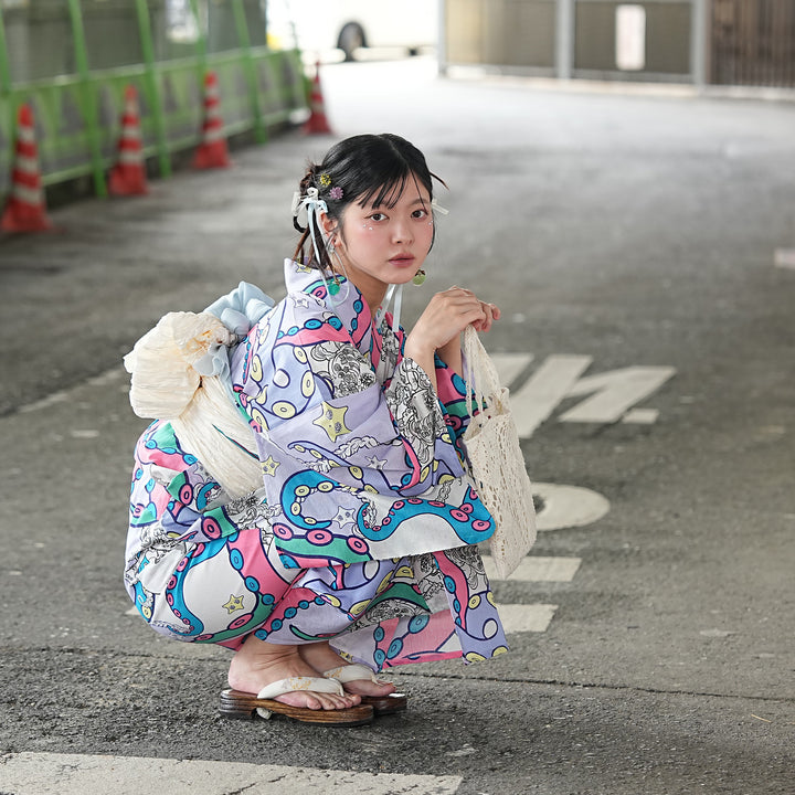 ニコアンティーク×せきやゆりえ 浴衣3点セット（浴衣・帯・下駄
