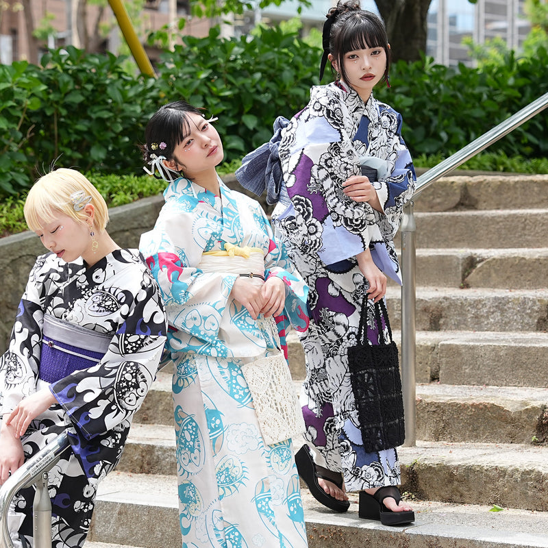 ニコアンティーク×せきやゆりえ 浴衣3点セット（浴衣・帯・下駄