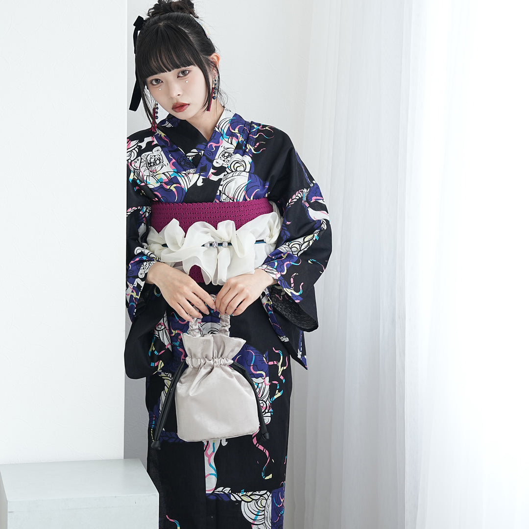 ニコアンティーク×せきやゆりえ 浴衣3点セット（浴衣・帯・下駄）A
