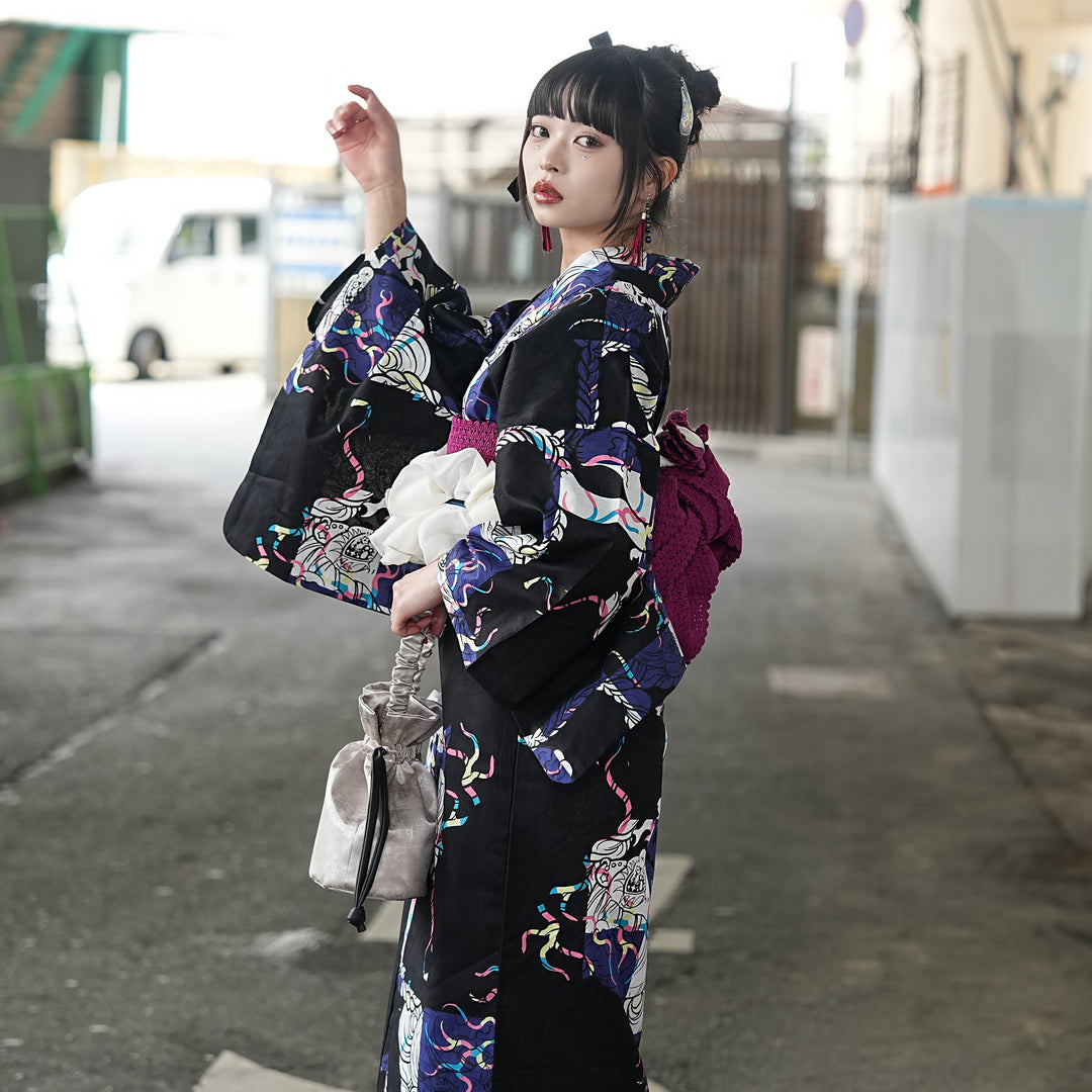 ニコアンティーク×せきやゆりえ 浴衣3点セット（浴衣・帯・下駄）A