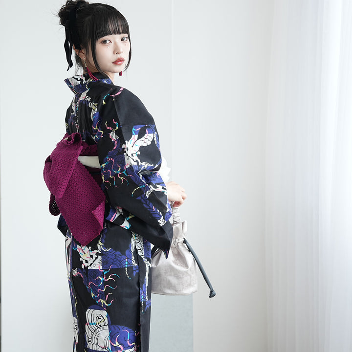 ニコアンティーク×せきやゆりえ 浴衣3点セット（浴衣・帯・下駄）A