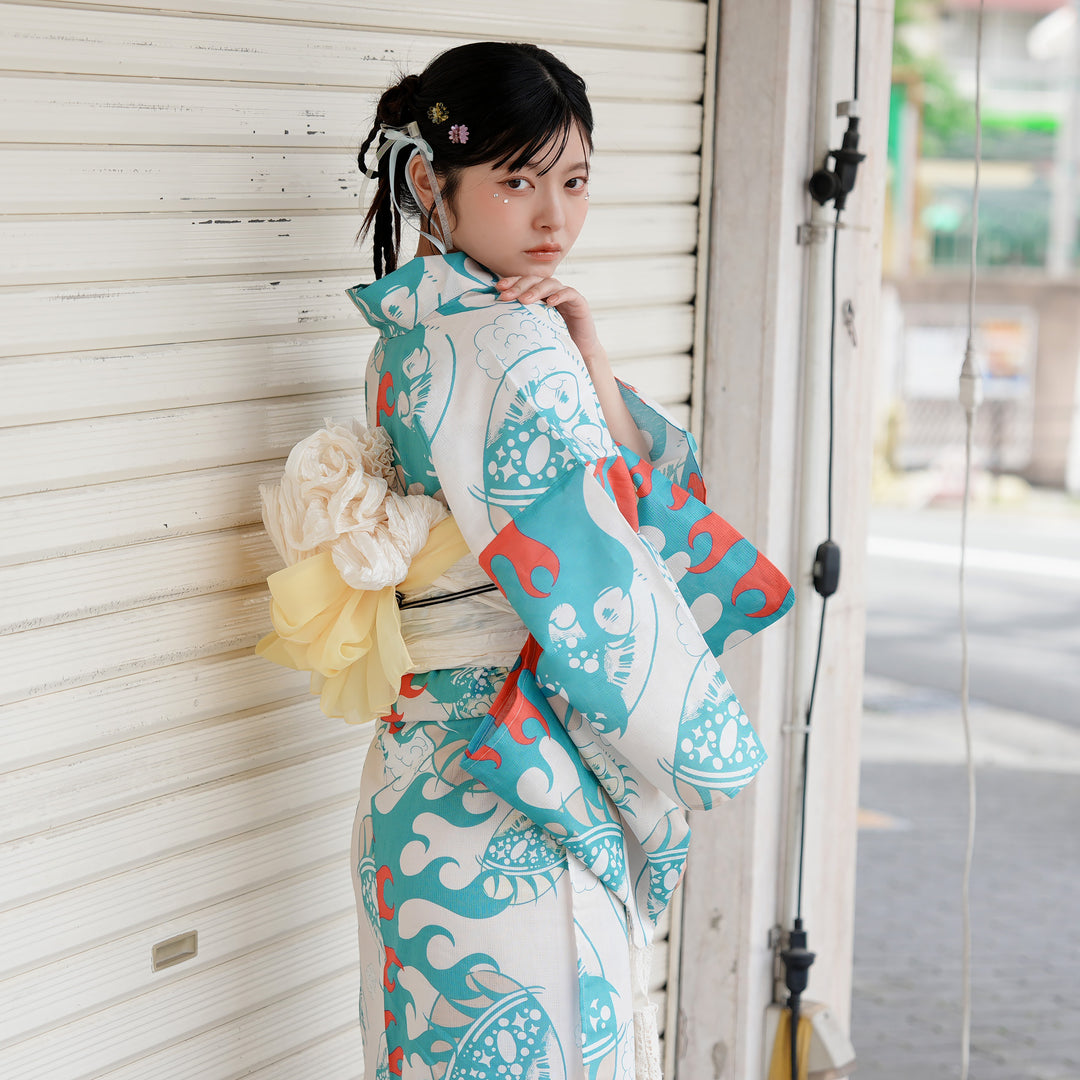 ニコアンティーク×せきやゆりえ 浴衣3点セット（浴衣・帯・下駄