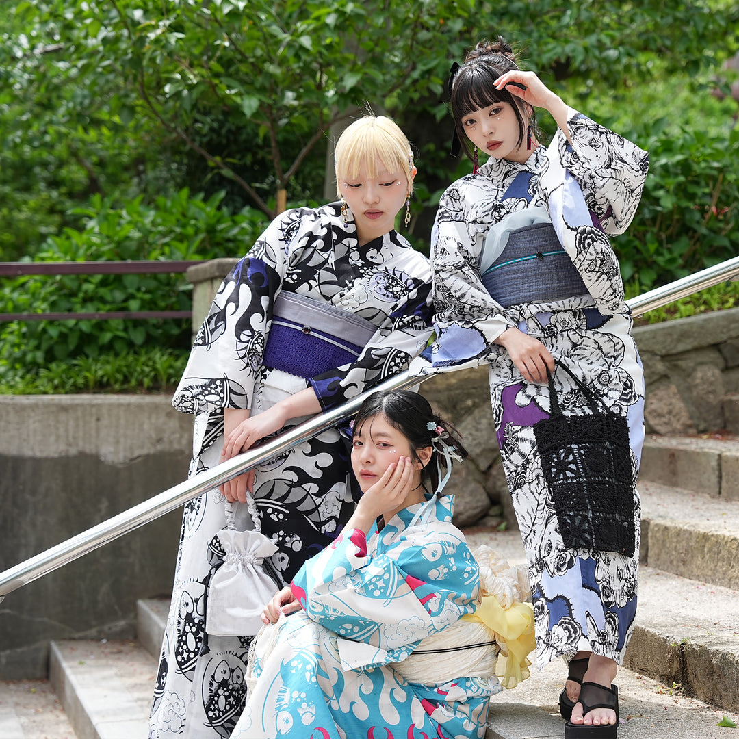 ニコアンティーク×せきやゆりえ 浴衣3点セット（浴衣・帯・下駄
