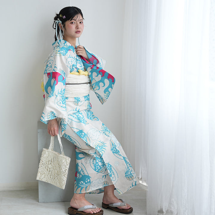 ニコアンティーク×せきやゆりえ 浴衣3点セット（浴衣・帯・下駄