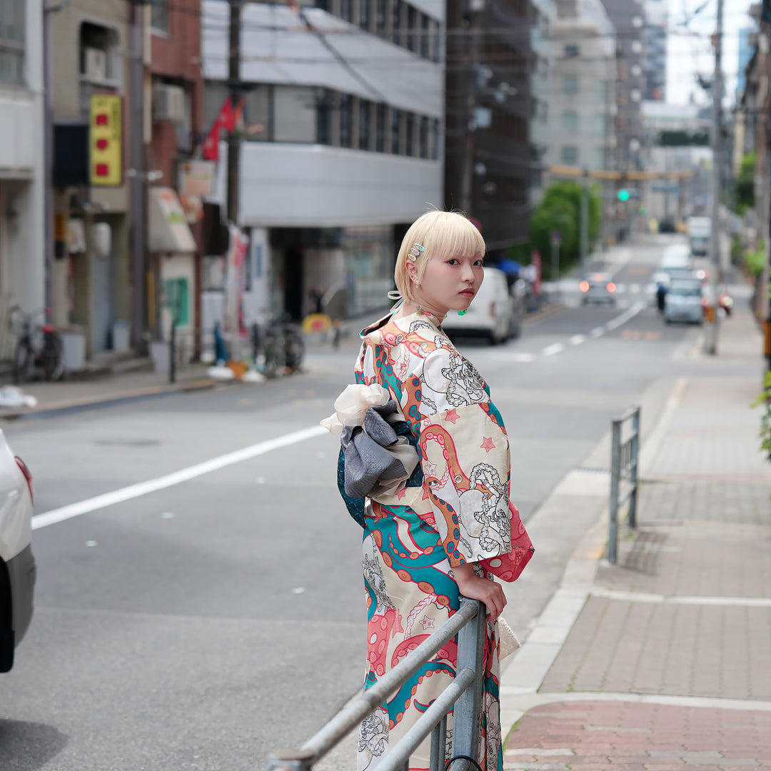 ニコアンティーク×せきやゆりえ 浴衣3点セット（浴衣・帯・下駄