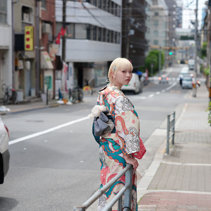 ニコアンティーク×せきやゆりえ 浴衣3点セット（浴衣・帯・下駄