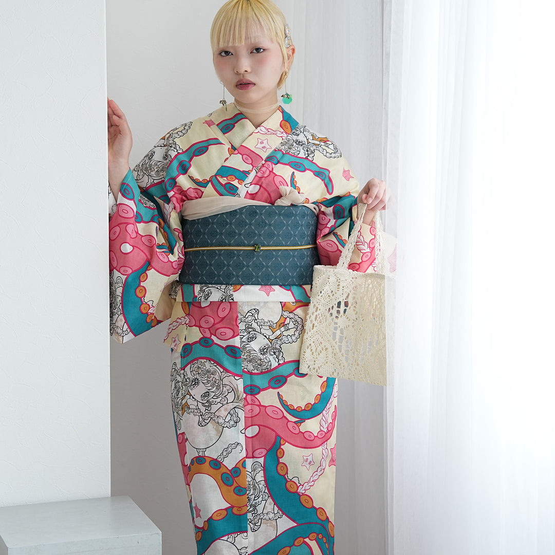 ニコアンティーク×せきやゆりえ 浴衣3点セット（浴衣・帯・下駄