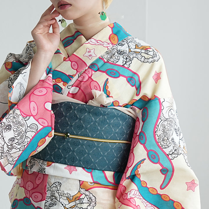 ニコアンティーク×せきやゆりえ 浴衣3点セット（浴衣・帯・下駄