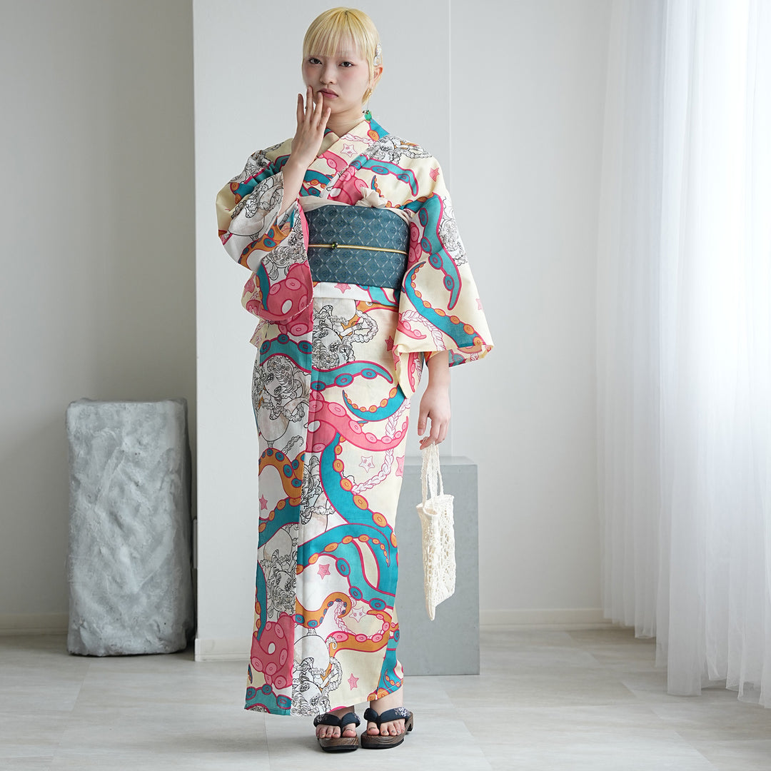 ニコアンティーク×せきやゆりえ 浴衣3点セット（浴衣・帯・下駄
