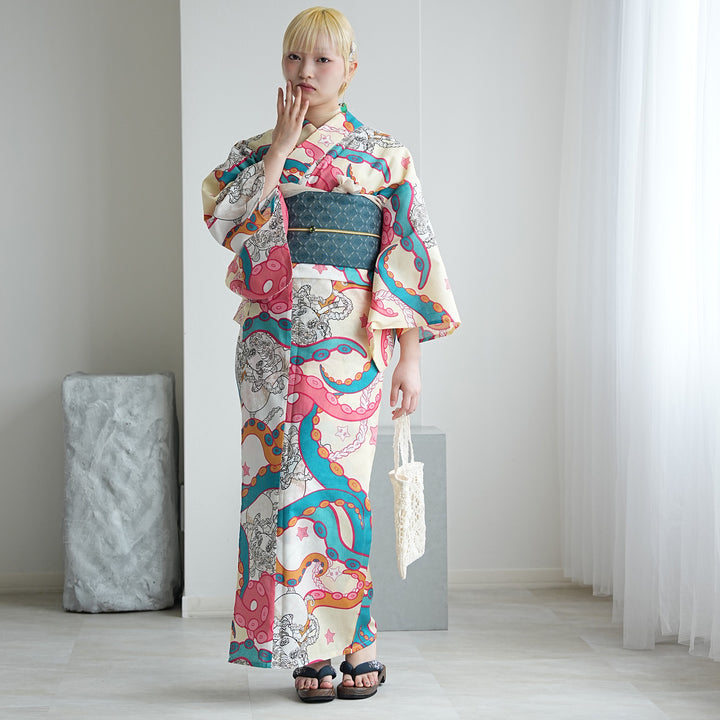 ニコアンティーク×せきやゆりえ 浴衣3点セット（浴衣・帯・下駄
