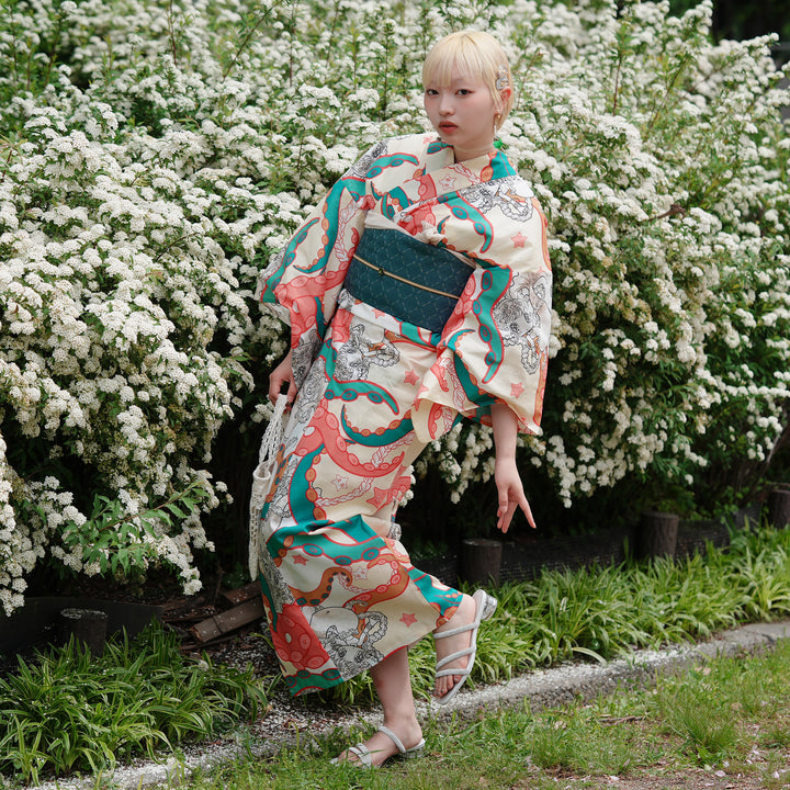ニコアンティーク×せきやゆりえ 浴衣3点セット（浴衣・帯・下駄