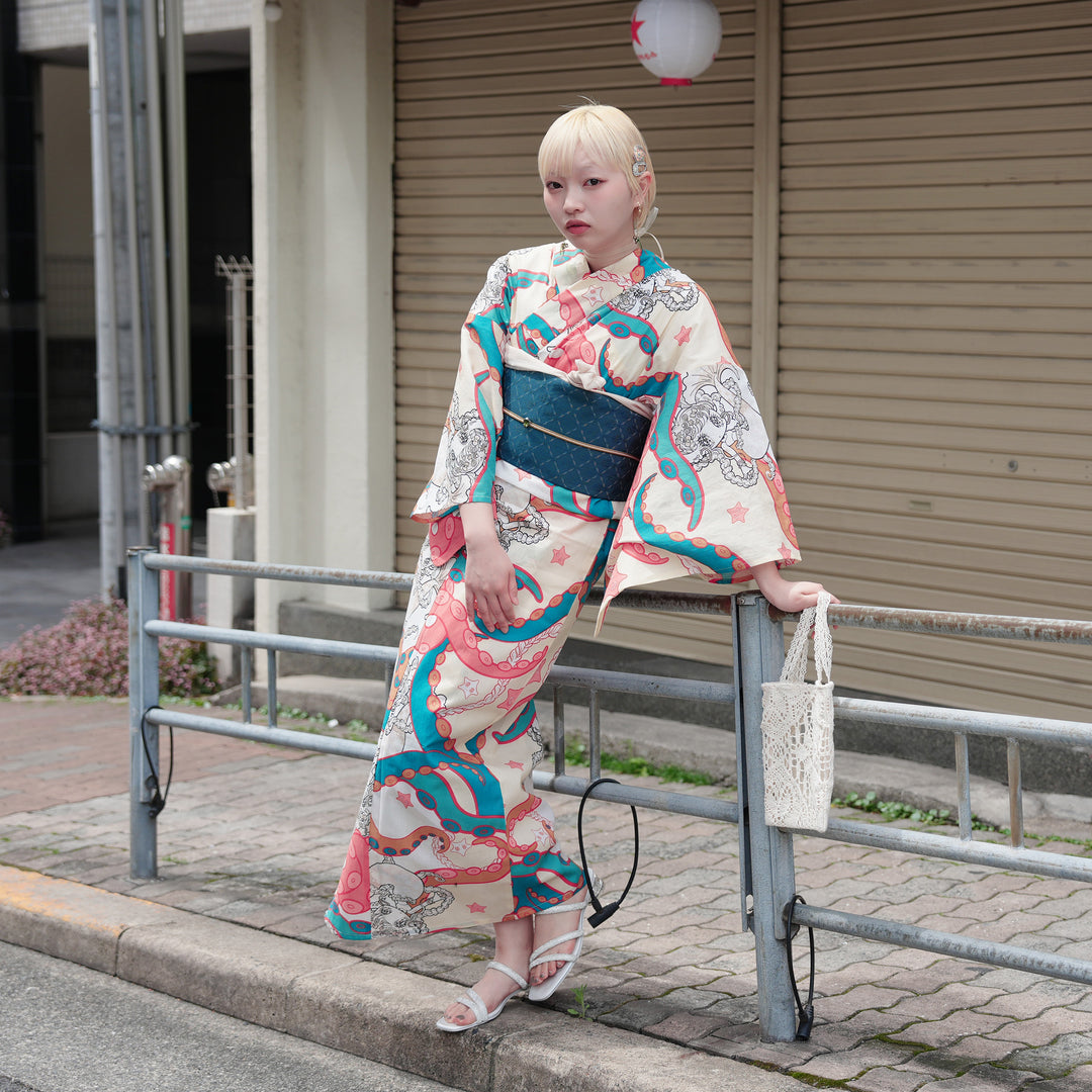 ゆりのはな　浴衣　女物　１０点　まとめ売り　未使用品～少々汚れ有り　綿　F605 ニコアンティーク×せきやゆりえ 浴衣3点セット（浴衣・帯・下駄
