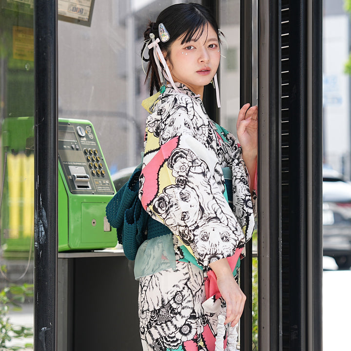 ニコアンティーク×せきやゆりえ 浴衣3点セット（浴衣・帯・下駄