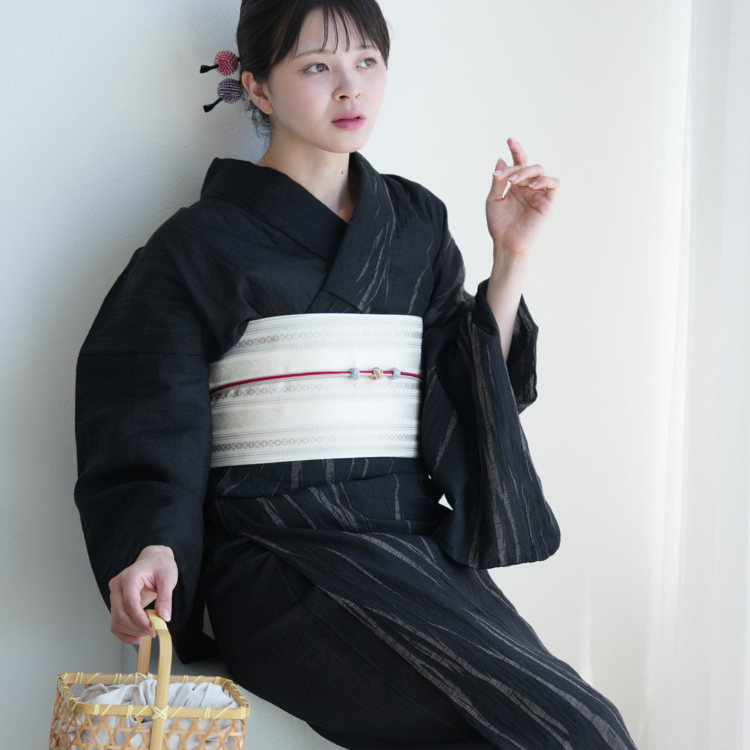 京鹿の子絞り・有松染め 浴衣3点セット ( ゆかた・帯・下駄 ) 絞り半身