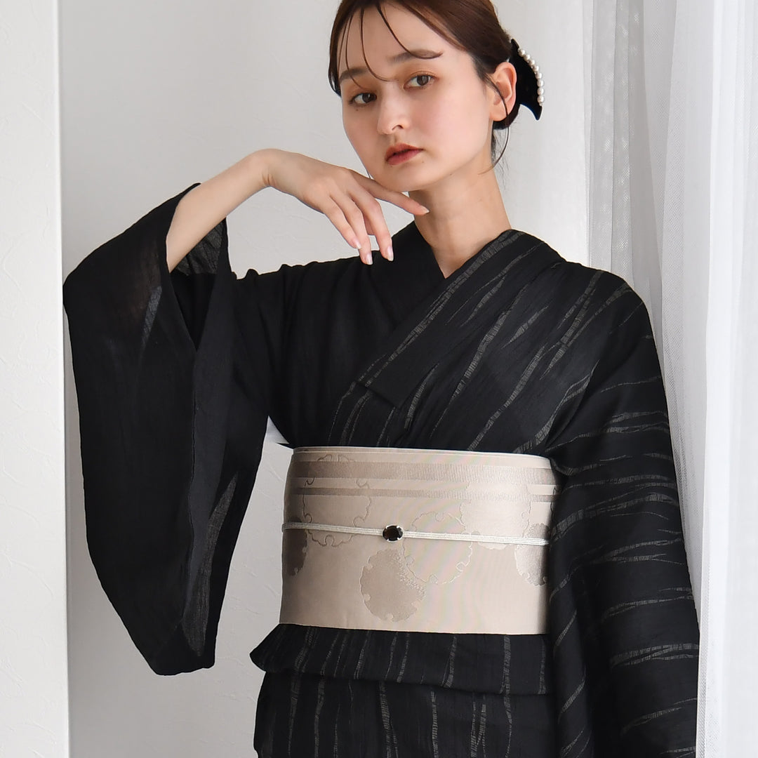 京鹿の子絞り・有松染め 浴衣3点セット ( ゆかた・帯・下駄 ) 絞り半身
