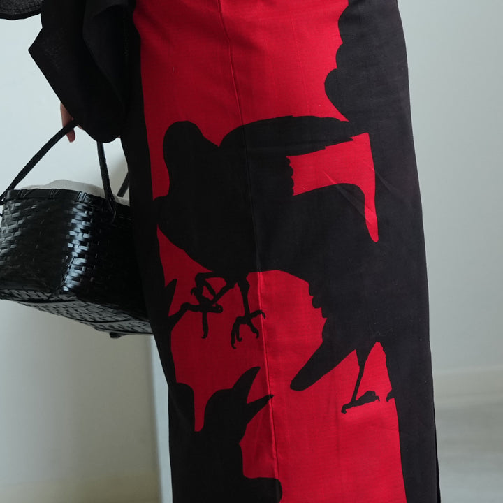 誉田屋源兵衛 浴衣3点セット（浴衣/帯/下駄）窓 カラス 黒】日本製小幅