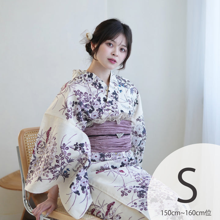 utatane ウタタネ　浴衣　帯　下駄　オリーブ　かすみ草　レア　くすみ utatane 浴衣 レディース セット 3点セット 帯 下駄