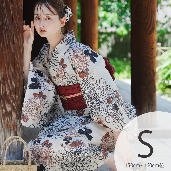 浴衣3点セット（浴衣/帯/下駄） utatane S プチサイズ（身長150