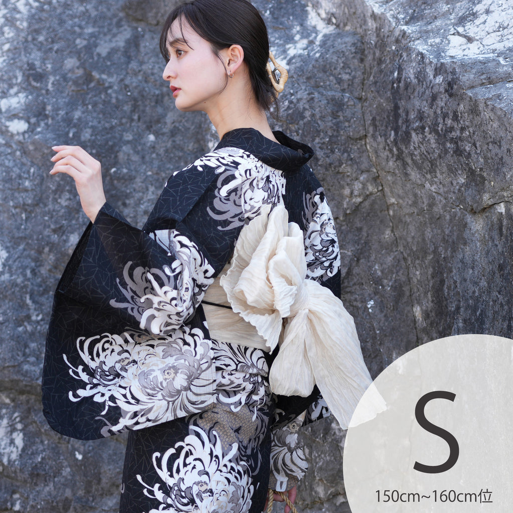 utatane 高級変わり織 浴衣3点セット ( ゆかた・帯・下駄 ) ブラックに