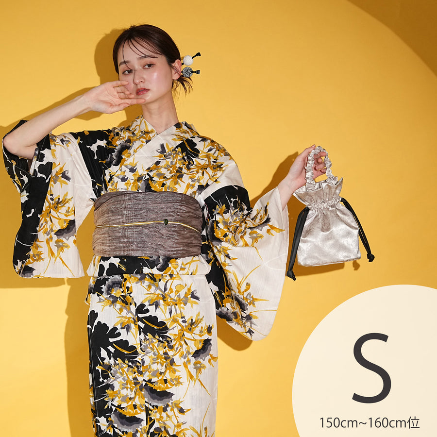 【値下げ】utatane ウタタネ 浴衣 きなりに光る黄金の蛍 utatane（ウタタネ）の「浴衣3点セット きなりに光る黄色の蛍（浴衣