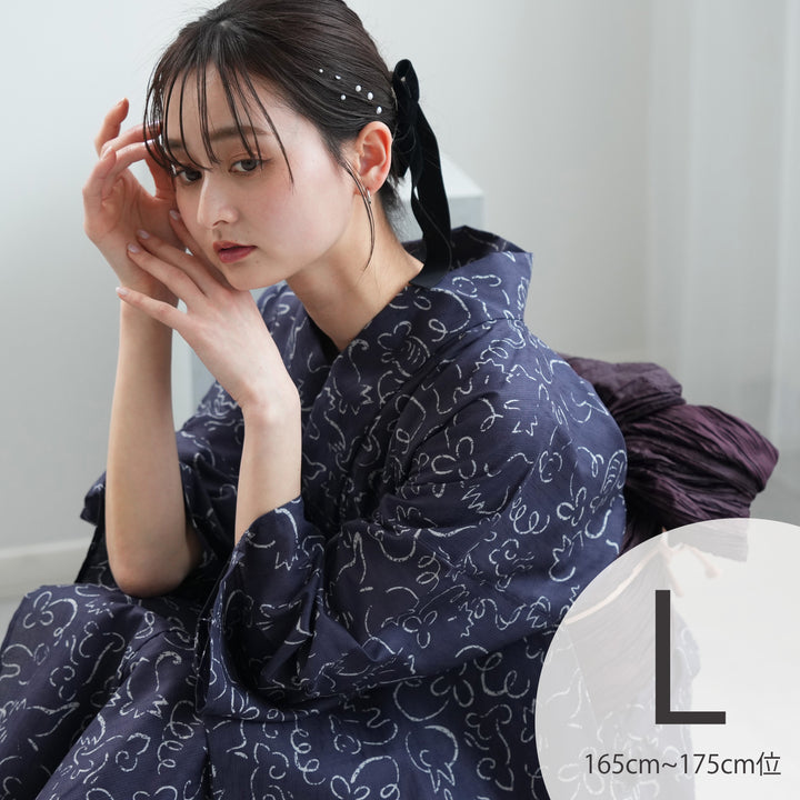 お任せ下駄+画像の帯+お任せ帯締めつき◆◆上品高貴な丸菊づくし涼し流水色浴衣◆ utatane 高級変わり織 浴衣3点セット ( ゆかた・帯・下駄 )切子