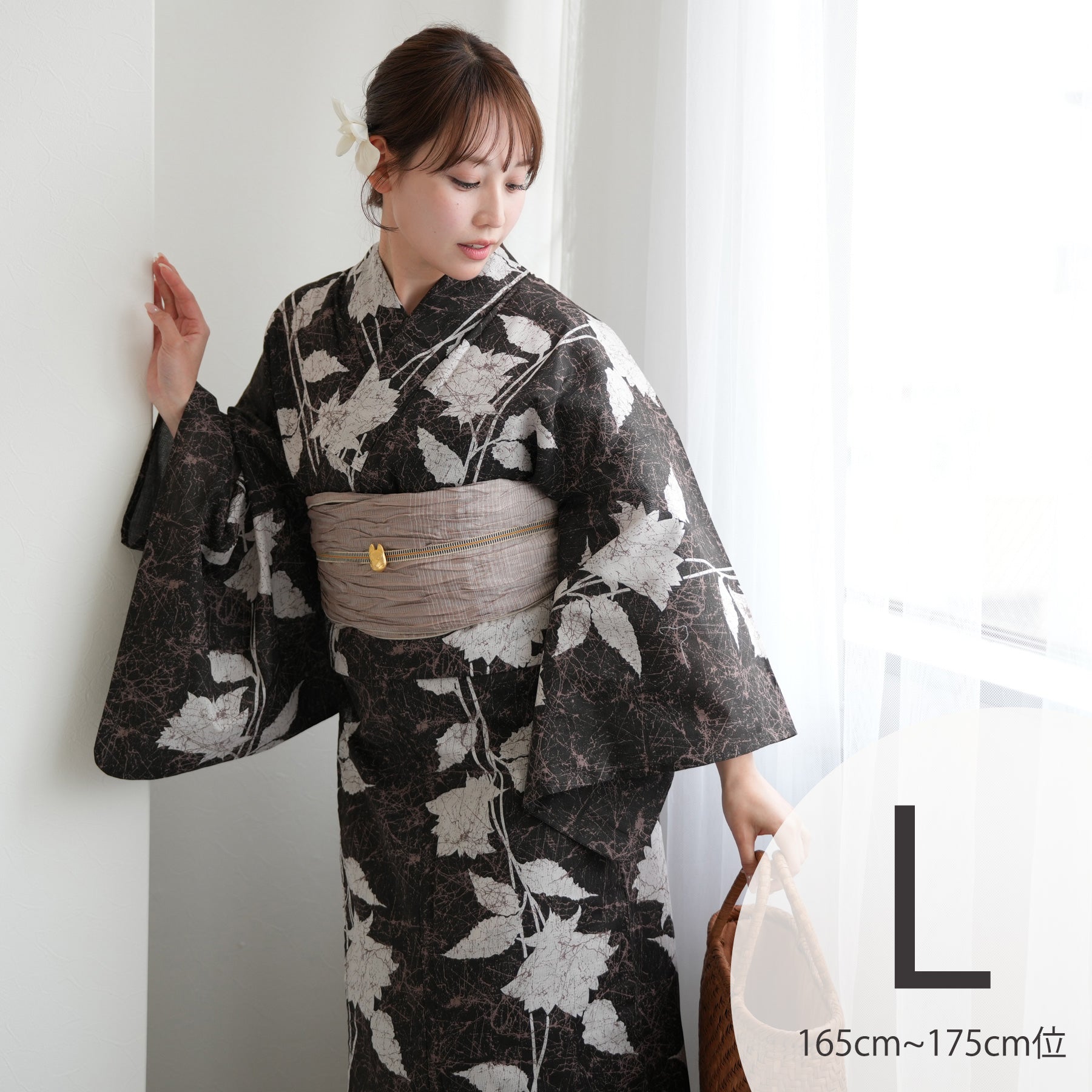 綿麻　竹の葉模様 浴衣 トールサイズ　新品　未使用 トールサイズ 綿麻浴衣 裄72cm 丈170cmの通販 by ゆーちゃん's