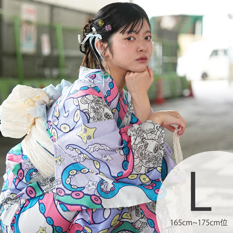 ニコアンティーク×せきやゆりえ 浴衣3点セット（浴衣・帯・下駄