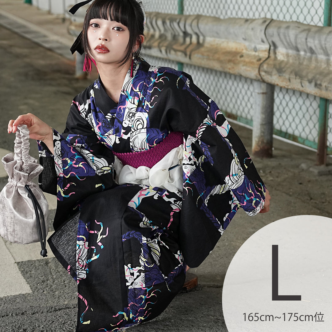 ニコアンティーク×せきやゆりえ 浴衣3点セット（浴衣・帯・下駄）A