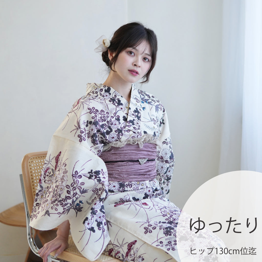 浴衣3点セット（浴衣/帯/下駄） utatane ゆかた 3L ゆったり