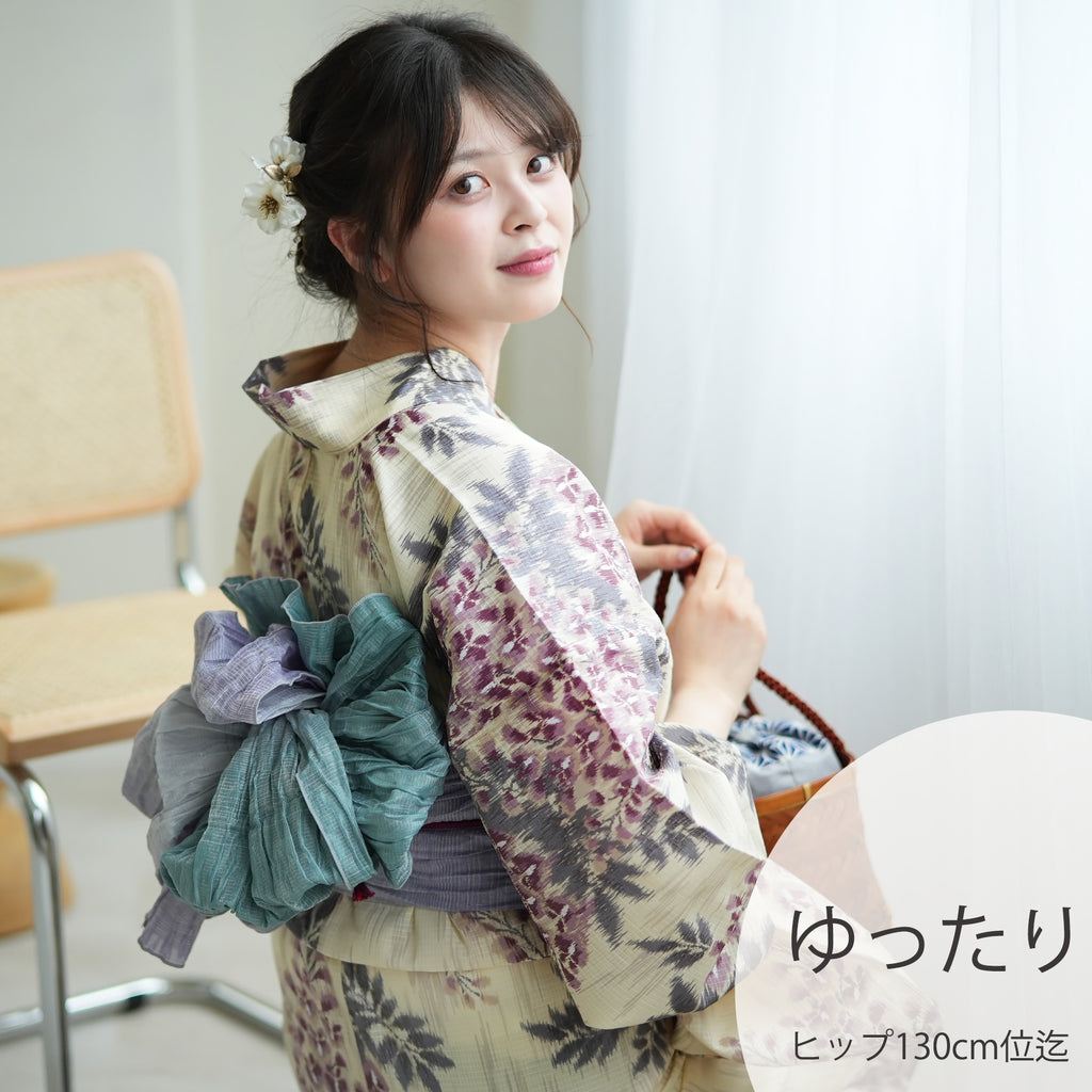 浴衣3点セット（浴衣/帯/下駄） utatane ゆかた 3L ゆったり