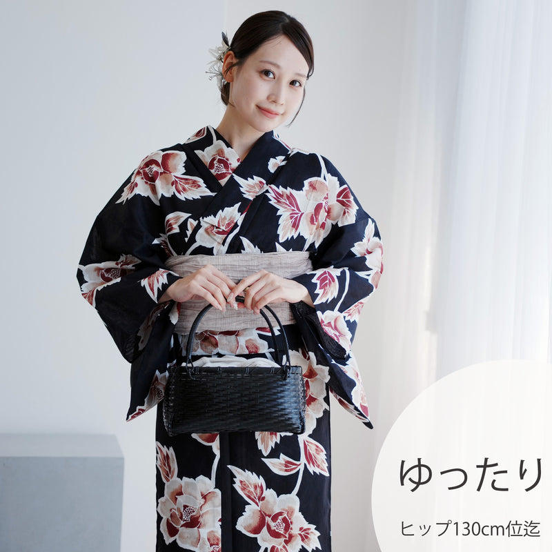 【 utatane 】高級変わり織 浴衣3点セット ( ゆかた・帯・下駄 ) utatane 高級変わり織 浴衣3点セット ( ゆかた・帯・下駄 )黒に