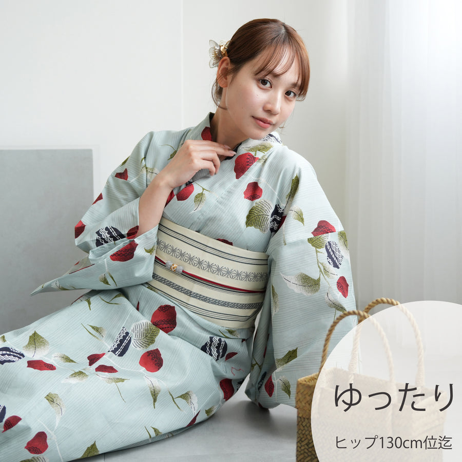 浴衣　大きめサイズ　浴衣 3L 牡丹　濃紺　帯　青黒　2点　新品　0712③ 紺地×大輪牡丹柄浴衣2点セット 浴衣セット レディース浴衣[品番