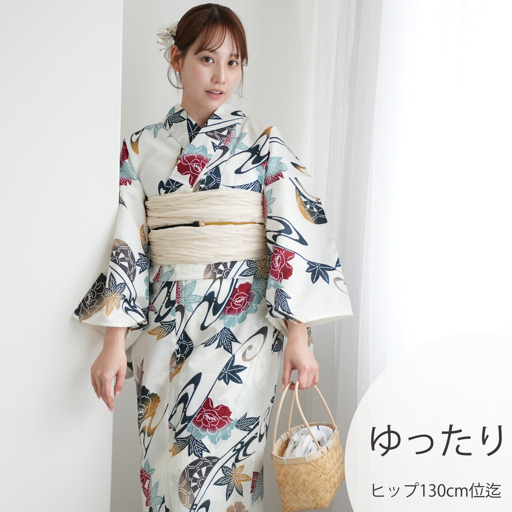 utatane 高級変わり織 浴衣3点セット ( ゆかた・帯・下駄 ) 赤と
