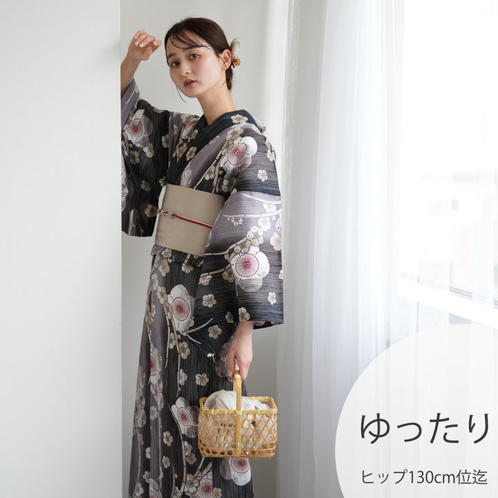 utatane 高級変わり織 浴衣3点セット ( ゆかた・帯・下駄