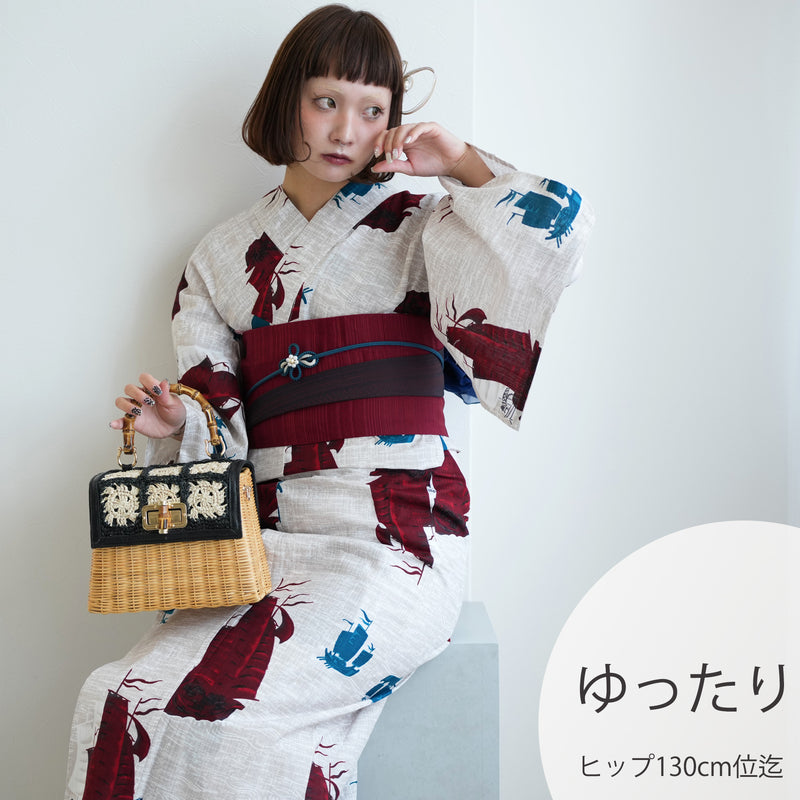 ニコアンティーク 高級変わり織 浴衣3点セット ( ゆかた・帯