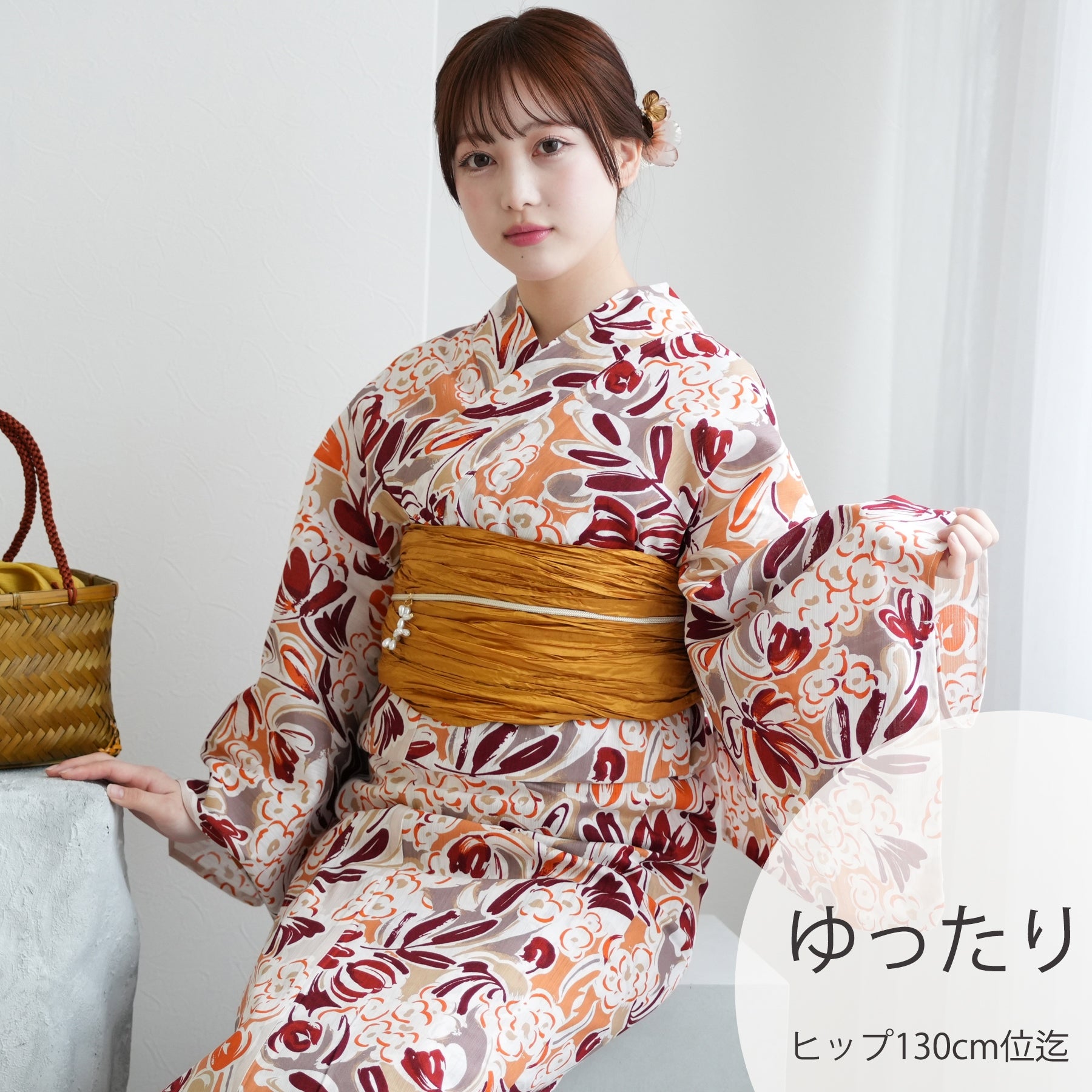 nico antique utatane 赤地に白い鶴柄 浴衣 3Lサイズ utatane｜ニコアンティーク 3Lサイズ 浴衣3点セット モダン