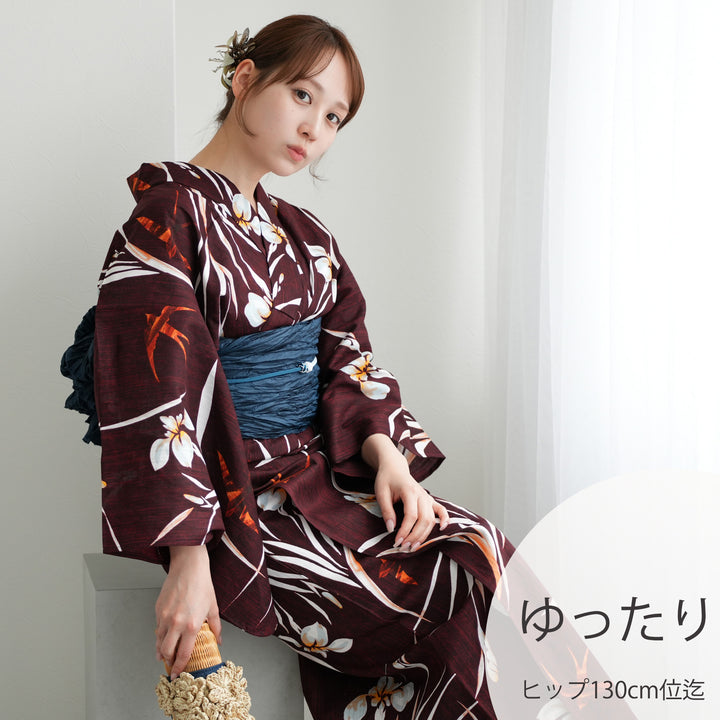 【逸品】 高級変わり織 ニコアンティーク 浴衣3点セット ゆかた・帯 ( 着物・浴衣
