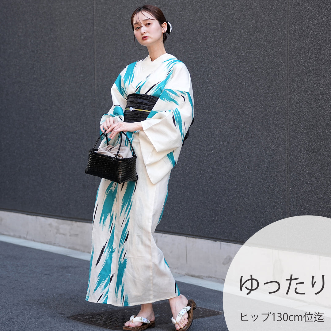 utatane 高級変わり織 浴衣3点セット（浴衣・帯・下駄）片寄せ