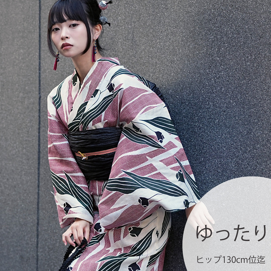 新品 新作 Utatane×ニコアンティーク 浴衣3点セット(帯・下駄) ニコアンティーク 浴衣3点セット（浴衣・帯・下駄）揺らぎ疋田のモダン
