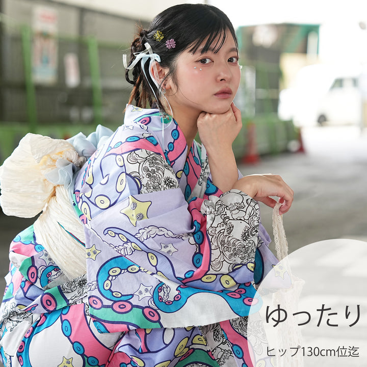 ニコアンティーク×せきやゆりえ 浴衣3点セット（浴衣・帯・下駄
