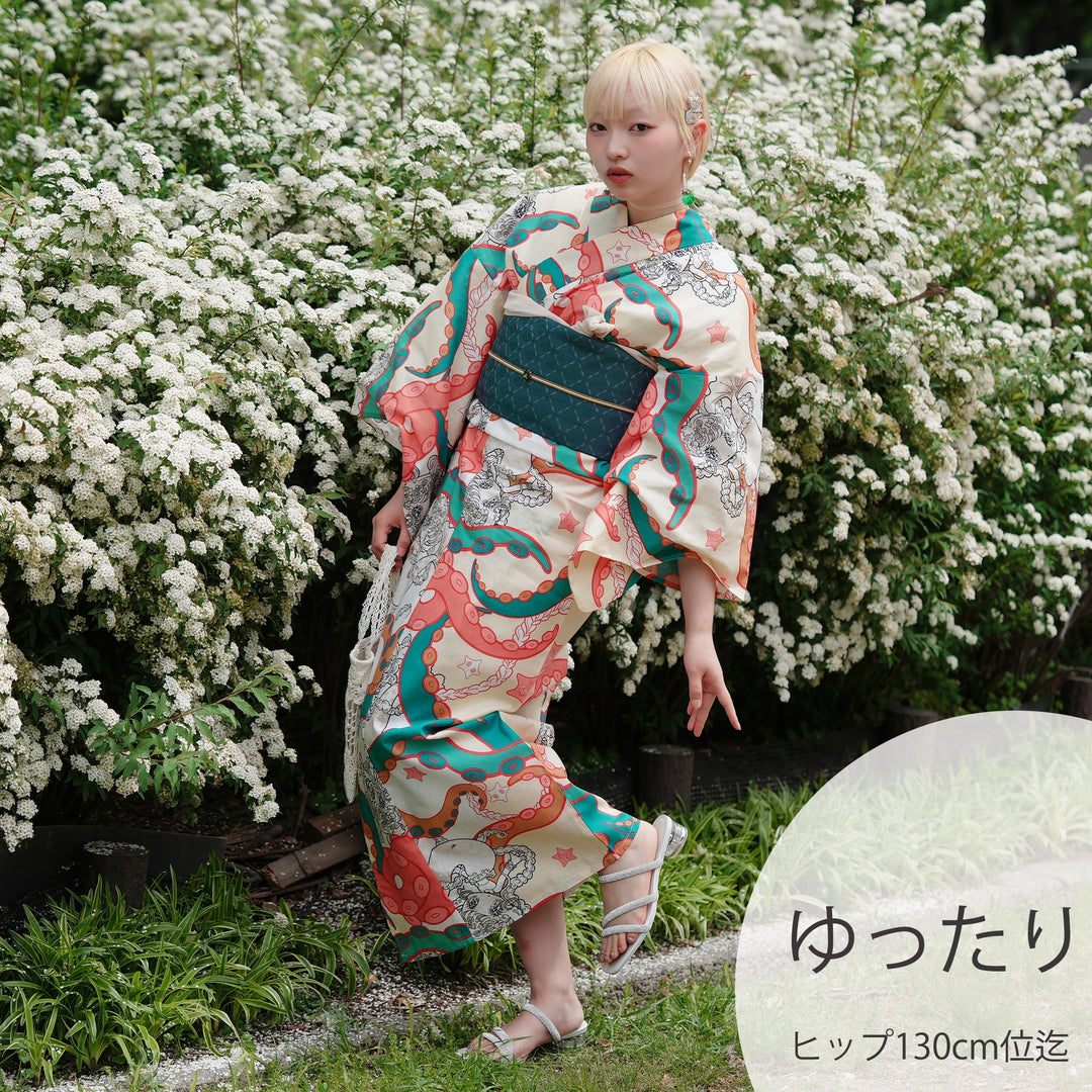 ニコアンティーク×せきやゆりえ 浴衣3点セット（浴衣・帯・下駄