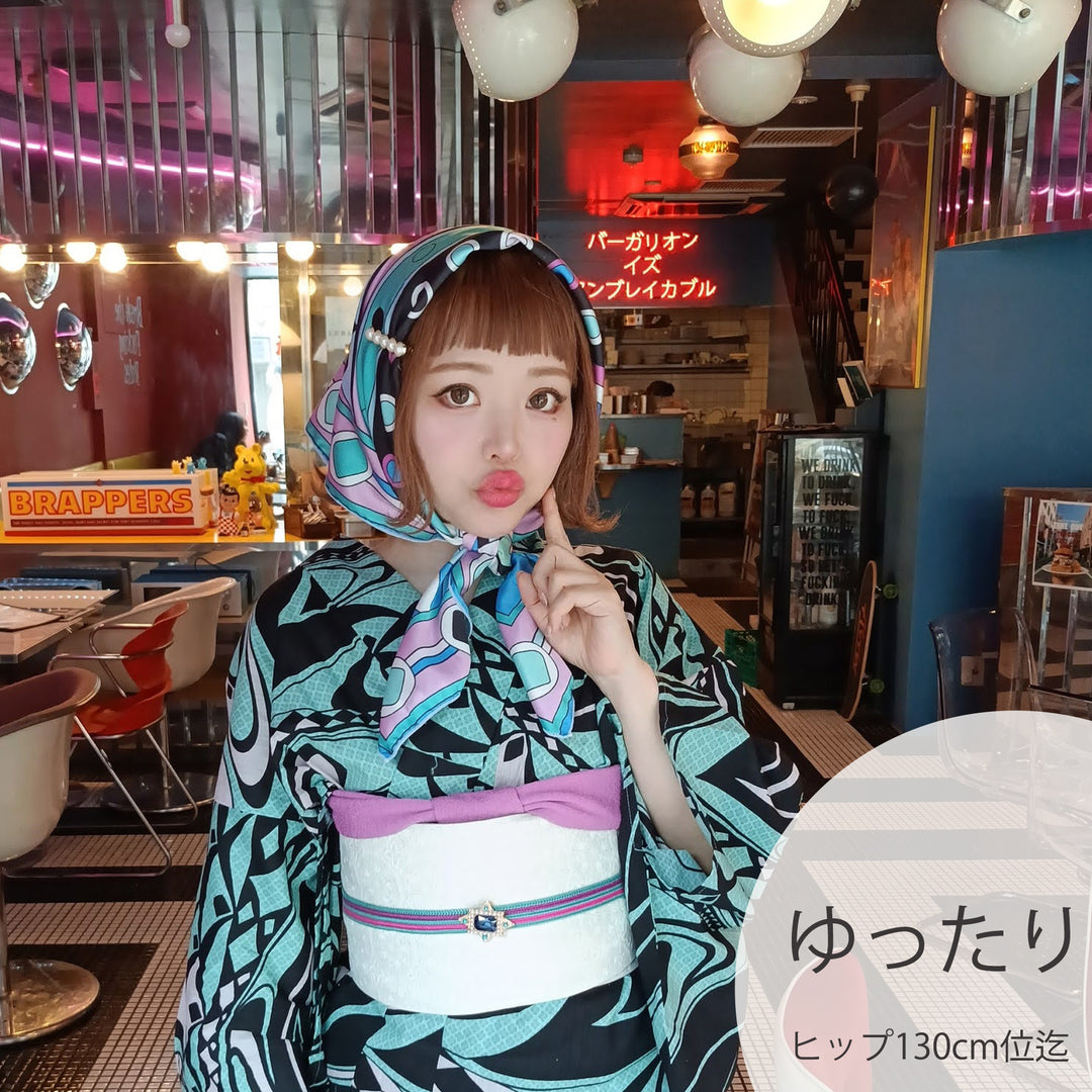 ニコアンティーク 浴衣3点セット（浴衣・帯・下駄）スペースエイジの再